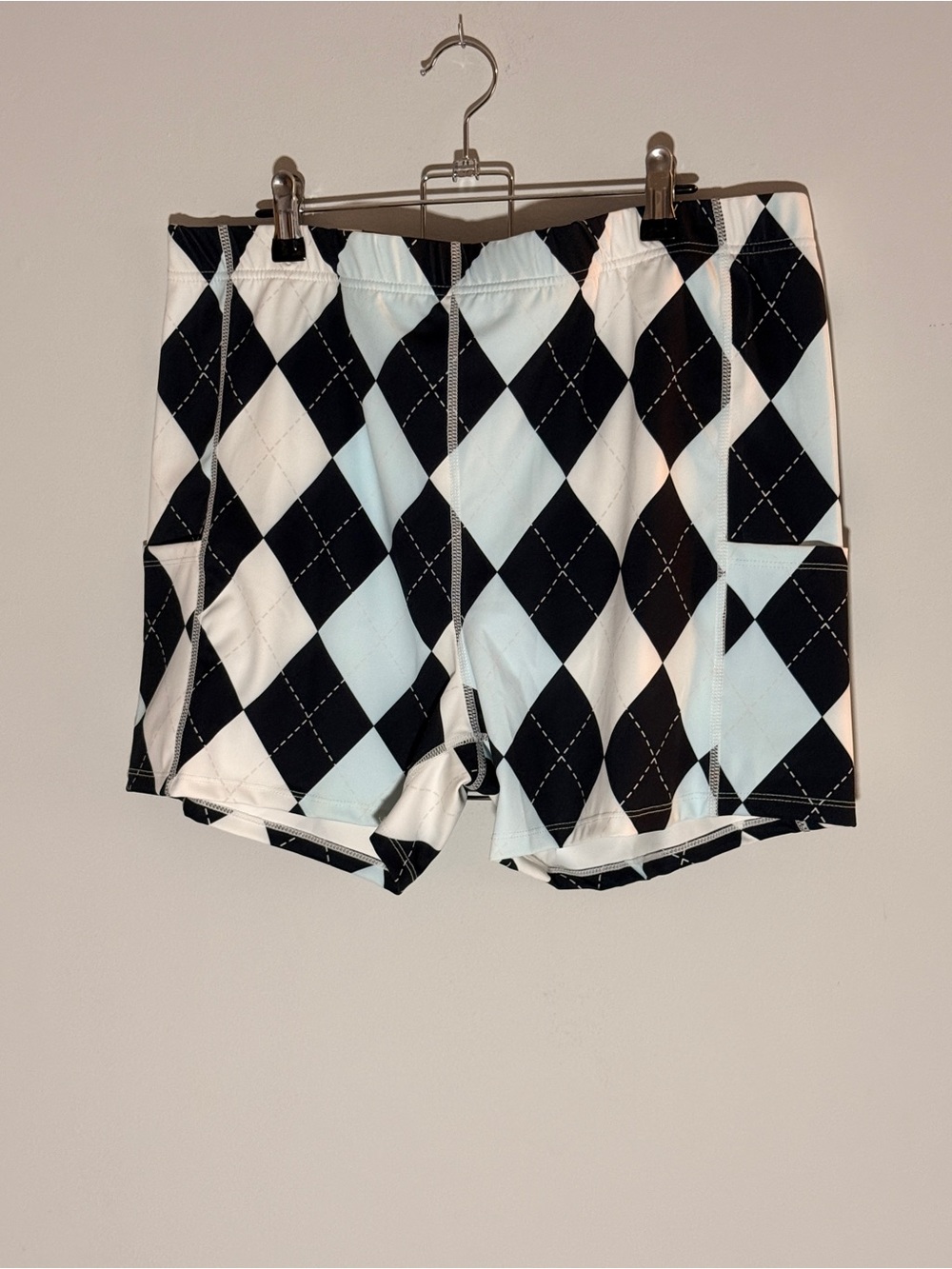 G Gradual Black, Blue & White Argyle Women’s Board Shorts